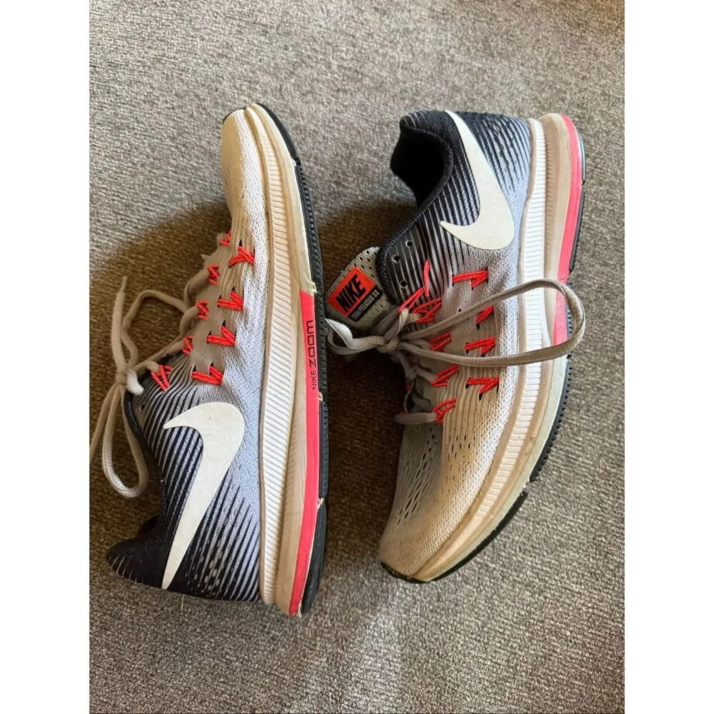 Nike Zoom Pegasus 33 Women’s Running Shoes Gray Pink Sneakers Size 8.5